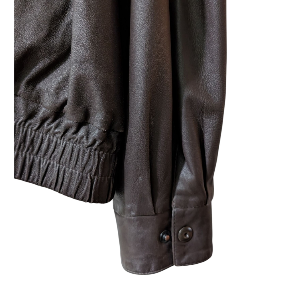 Vintage Remy Dark Brown Leather Bomber Jacket - Men's Size 44 (L) - Made in USA - Picture 5 of 9